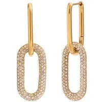 KARMA Ohrring-Set Damen Statement-Ohrringe aus Edelstahl wasserfest antiallergisch (Geschenk für Sie, 2-tlg., Creolen Damenschmuck), Mit Zirkonia besetzte Link-Ohrringe in Gold oder Silber
