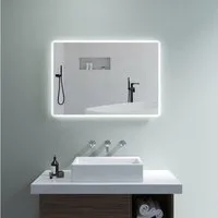 AQUABATOS LED-Lichtspiegel LED Badspiegel Badezimmerspiegel mit Beleuchtung (Lichtspiegel Wandspiegel 80x60cm 100x70cm 140x70cm 160x70cm Kaltweiß 6400K und Warmweiß 3000K), Dimmbar, Touch Schalter, Antibeschlag, Energiesparend