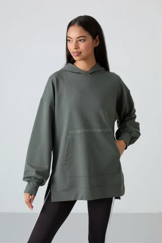 Übergroßer bedruckter Kapuzenpullover