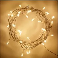 Lights4fun LED-Lichterkette 50er LED Lichterkette warmweiß transparentes Kabel