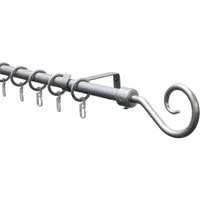 GARDINIA Gardinenstange Set Metall, 1-läufig, ausziehbar, mit Bohren, verschraubt, Aluminium, 1-Lauf