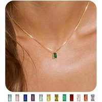 LuxusKollektion Kette mit Anhänger Vergoldete Damen Geburtsstein Kette Gold 14K Schmuck Halskette