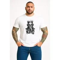Banco T-Shirt Herren "KING" mit Totenkopf-König Print, Streetwear Skull Design Unifarben