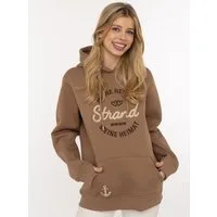 Zwillingsherz Hoodie "Meine Heimat" mit aufgesticktem "Strand"-Schriftzug vorne und hinten