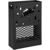 SONGMICS Schirmständer, Regenschirmständer aus Metall, herausnehmbare Tropfschale, 4 Haken