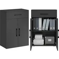 Bellamio Mehrzweckschrank Apol 88 cm hoch (2 Fächer & 1 Schublade, Schwarz) Büroschrank verfügbar mit & ohne Schublade