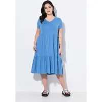 Angel of Style Midikleid Jerseykleid V-Ausschnitt Volants