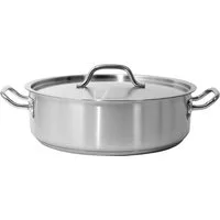 TRIZERATOP Kochtopf Pentola professionale BASSA 36x11cm 11,2 litri con coperchio, (Niedriger Schmortopf mit Deckel 36x11 cm, 11,2 l, Niedriger Schmortopf mit Deckel 36x11 cm, 11,2 l), satiniert