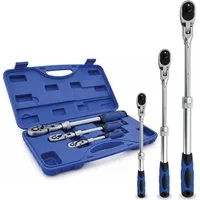 Bituxx Ratsche Gelenk Teleskop Ratschen Set 3-tlg. 1/2 Zoll 3/8 Zoll 1/4 Zoll (Set, 3 St., MS-17465)