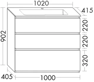 Burgbad Mineralguss-Waschtisch+Waschtischunterschrank Lin20 Melamin Eiche Dekor SGHS102F7331C0001