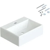 AQUABATOS Waschbecken Aufsatzwaschbecken mit/ohne Hahnloch rund oval eckig 30 40 50 60cm (Handwaschbecken Gäste wc Waschbecken klein Wandmontage ohne Unterschrank modern, mit ohne Überlauf wählbar,Ultradünner Rand), verschiedene Montagemöglichkeiten