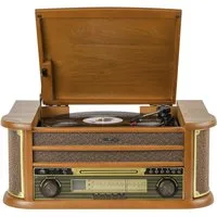 Reflexion HIF2002 Retro HiFi Anlage Bluetooth 5.0 & USB-Encoding Radioplattenspieler (Riemenantrieb, Bluetooth, Kassettenspieler, CD-MP3-Player, Encoding-Funktion)
