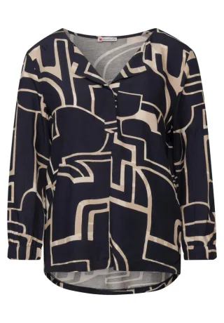 Street One - Bedrucktes Shirt blau - Gr. - 34