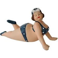 dekotrend.gallery Dekofigur Frau im Bikini Mollige Dicke Dame Badeanzug Deko Retro Skulptur Figur, Rubens Dekofigur Dekoskulptur Dekoobjekt aus Polyresin (Kunststein)