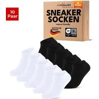 sockenkauf24 Sneakersocken Premium Sneaker Socken Herren & Damen mit Komfortbund ohne Gummidruck (5xSchw/5xWeiß, 10-Paar, 39-42) atmungsaktive gekämmte Baumwolle, ohne Naht, Exclusive Line
