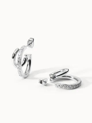 PURELEI Double Glitter Ohrringe mit Zirkonia Steinen