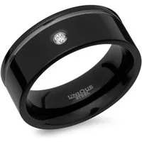 Unique Fingerring Unique Edelstahldamenring mit Glanzrille schwarz 8mm R9209cz