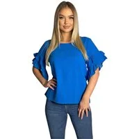 Mississhop Kurzarmshirt Charmantes Volant-Ärmel-Shirt – 100% Baumwolle M. 389