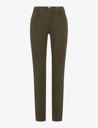 Brax Damen Five-Pocket-Hose Style MARY DARK KHAKI Grün Khaki, grün - khaki, Gr. 34