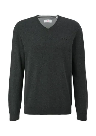 s.Oliver Red Label - Strickpullover mit Logostickerei grau - Gr. - XXL
