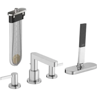 hansgrohe Finoris Fertigmontageset 76444000 4-Loch-Wannenrandarmatur, mit sBox, chrom