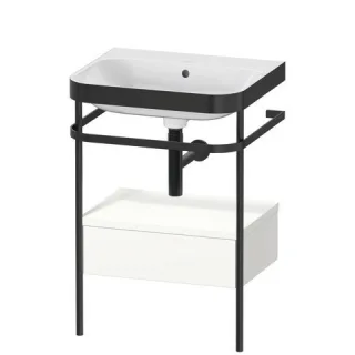 Duravit Happy D.2 Plus c-bonded Set mit Metallkonsole und Schubkasten Weiß Seidenmatt 575x490x850 mm HP4740N3636