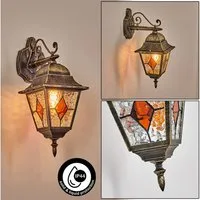 hofstein Außen-Wandleuchte Außenwandlampe aus Metall/Glas in Gold/Schwarz/Klar/Bernstein, ohne Leuchtmittel, Außenwandleuchte im Retro/Vintage/Antik/Landhaus-Design, E27, IP44