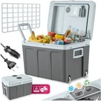 tectake Kühlbox Thermobox 40 L, mit Rollen, 56x39x41 cm, 12V/230V, Eco-Mode, 40 l, Inkl. Zubehör: Tragegriffe, Rollen, Trenngitter, Kabelfach