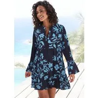 LASCANA Strandkleid mit Blumendruck in weiter Passform, Sommerkleid mit langen Ärmeln