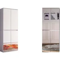 trendteam Garderobenschrank Garderobenschrank Mirror 4-trg weiß Spiegel Schuhschrank