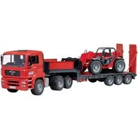 Bruder® Spielzeug-Auto bruder MAN TGA Tieflader mit Manitou Teleskoplader Fertigmodell Baufa