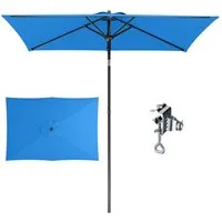 PHI VILLA Sonnenschirm, LxB: 210x130 cm, Regenschirm Eckig mit Klemme für Balkon, Gartenschirm Kippbar Windfest Stabil zum Mitnehmen UV50+ Schutz
