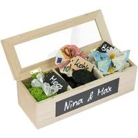 SURPRISA Geschenkbox Schotter Schatulle - kreative Verpackung für Geldgeschenke, Geschenkbox mit 3 Fächern zum Geburtstag, Abitur oder zur Hochzeit