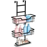 HEYHIPPO Duschregal Dreischichtige Halterung für Duschräume im Innenbereich, selbstklebend, Mit Haken, große Kapazität,wasserdicht,rostfrei,doppellagig befestigt, Badezimmer-Dusch-Organizer, wasserdicht, rostfrei, Handtuchhalter