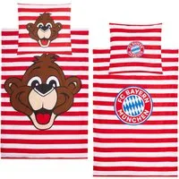 BERONAGE Kinderbettwäsche FC Bayern München Baby / Kleinkind Berni Bettwäsche Linon / Renforcé, 100% Baumwolle, 2 teilig, 135x100 + 60x40 cm