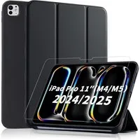 CLM-Tech Tablet-Hülle + Panzerfolie für iPad Pro M5 / M4 (2025/2024) 11 Zoll, Standfunktion, Magnetverschluss, Auto Schlaf/Wach Funktion