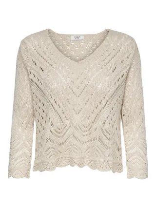JDY - JDYNEW SUN 3/4 CROPPED PULLOVER KNT NOOS Tapioca - Gr. - XS
