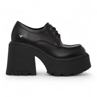 Windsorsmith Damen-Schnürschuhe aus schwarzem Leder mit dicker Plateausohle – Starcrossed
