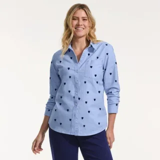 Langarm Oxford-Hemd, Damen,  Blau, Baumwolle, by Lands' End