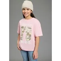 KangaROOS T-Shirt Locker geschnittenes Shirt mit Palmenprint lässige Passform, Kurzarm, bedruckt, aus Baumwolle
