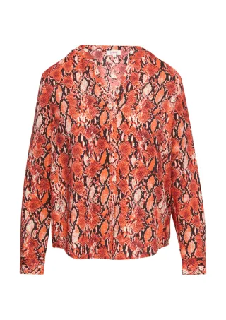 s.Oliver Red Label - Gemusterte Bluse mit Tunika-Ausschnitt orange - Gr. - 38