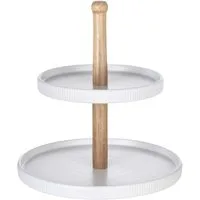 SCHÖNER WOHNEN-Kollektion Etagere Refia, Akazienholz, Massivholz, (1-tlg), Etagere mit elegantem Zylinderdesign und Holzakzenten