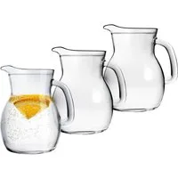 KONZEPT Wasserkrug Glaskrug Transparent Ergonomischer Griff, (3-tlg), Volumen: 1L, 500 ml, 250 ml. Set 1/2/3 Stk.