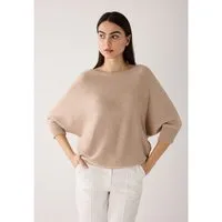 MORE&MORE Rundhalspullover Fledermauspullover mit Glanzeffekt