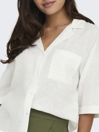 ONLY - ONLBRUXELLES SS LINEN BL SHIRT PNT NOOS Bright White - Gr. - S