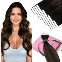 LuxusKollektion Echthaar-Extension Extensions Tape Echthaar Ombre Dunkelbraun Invisible 50 cm 3-#2 2 6