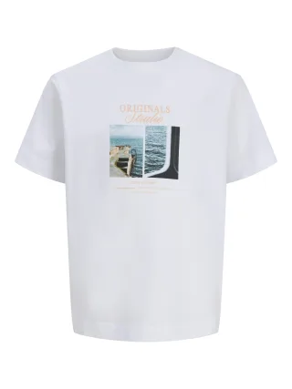 JACK&JONES - JORNORREBRO PHOTO TEE SS CREW NECK JNR Bright White - Gr. - 140