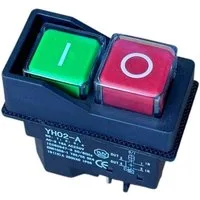 Trade-Shop Schalter Elektro Ein/Aus Hauptschalter YH02-A, 230V 16A, IP 55 für Betonmischer, Anschluss über 4 Kontakte / mit Flachdichtung und PVC-Abdeckung