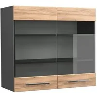 Vicco Glashängeschrank Fame-Line, Goldkraft Eiche/Anthrazit, 80 cm (1-St)