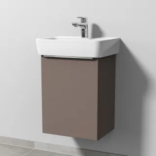Sanipa 3way Waschtischunterbau zu Geberit Renova Plan Waschtisch mit 1 Tür, Taupe-Matt UP8701T